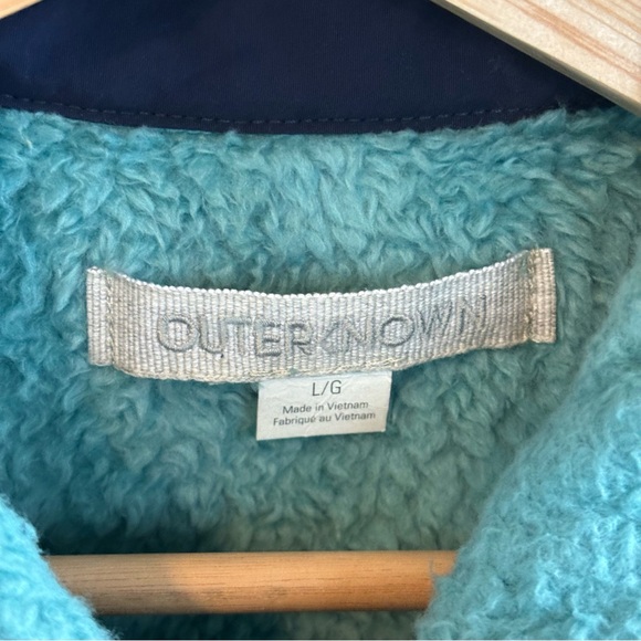 Outerknown Skyline Fleece Sherpa Jacket Blue Turquoise Shacket Shirt Mens Large - Picture 3 of 12